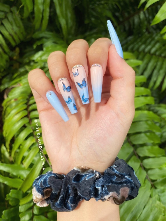 butterfly acrylic nails