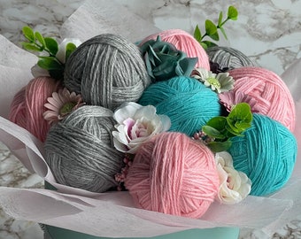 Yarn bouquet - faux flowers in box - miss you gift - sorry gift