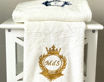 Custom bath towel set - Luxury monogrammed gold - Personalized embroidery