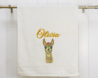 Cute Llama - Turkish towel set for baby - congratulations new baby girl - 1st birthday girl - baptism gift idea