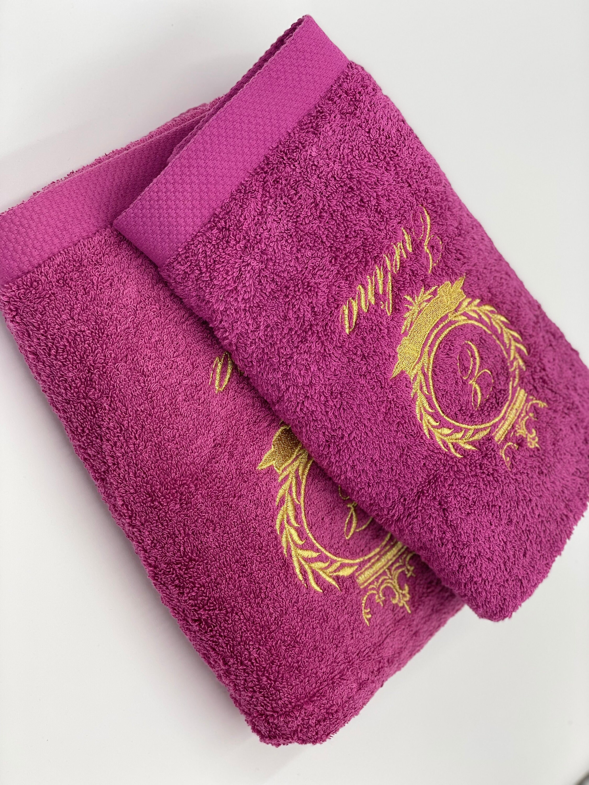 Gold Monogram Bath Hand Towel Set Custom Embroider Towel Etsy UK