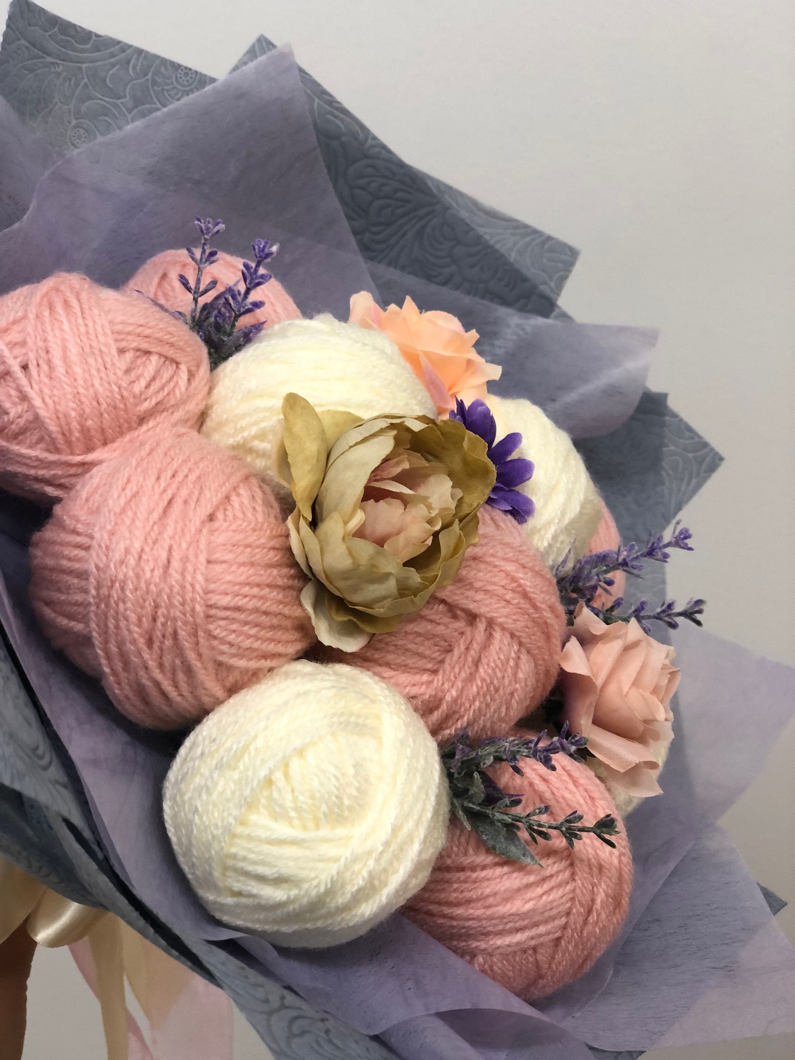 Yarn Bouquet Light Pink Bunch of Yarn Ball of Thread Etsy