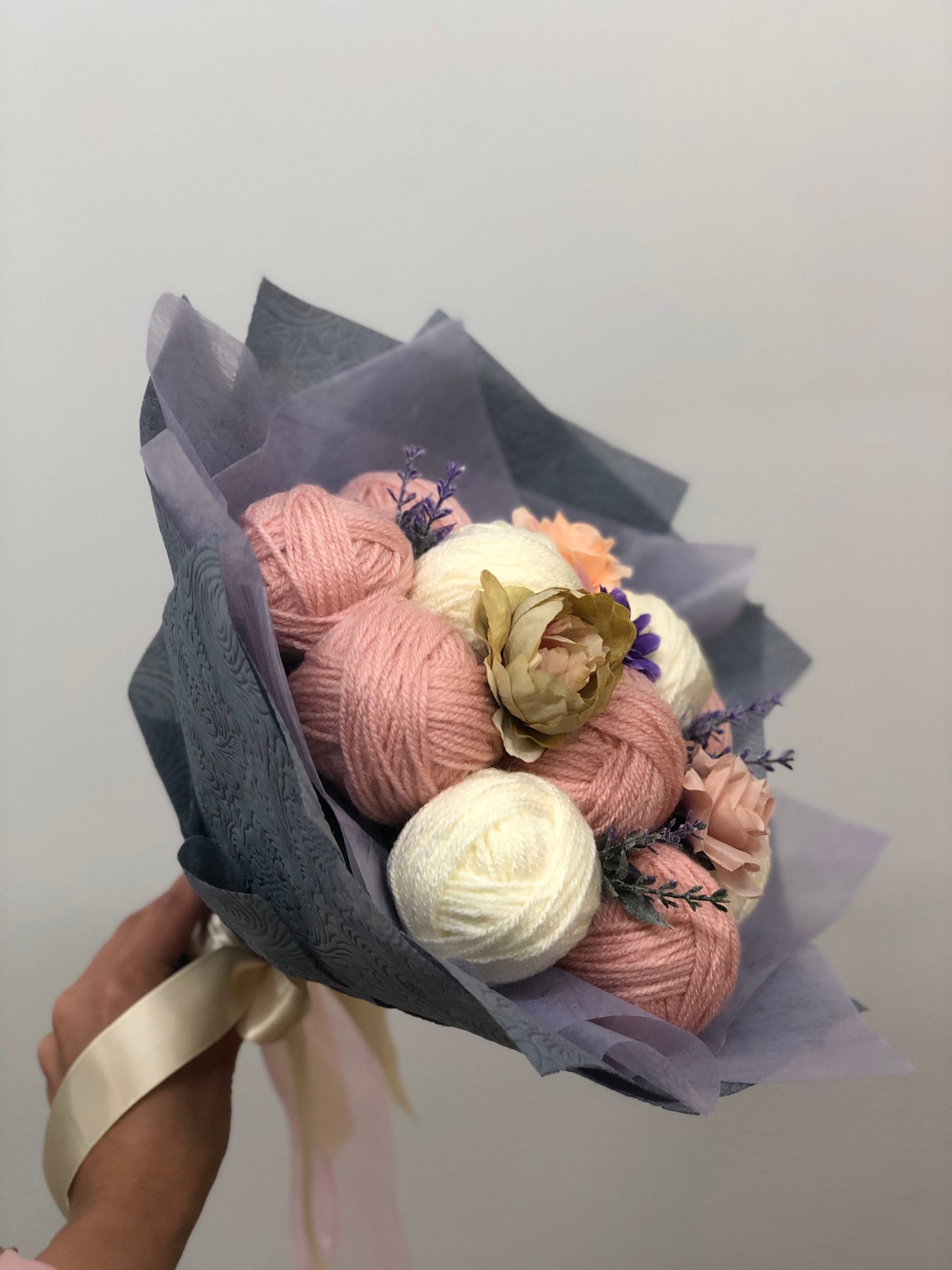 Yarn Bouquet Light Pink Bunch of Yarn Ball of Thread Etsy