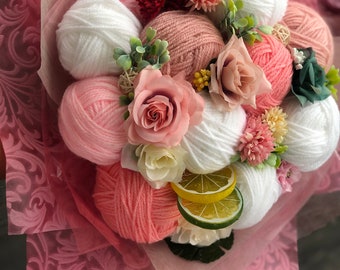 Yarn bouquet PINK - ball of thread - miss you gift - sorry gift