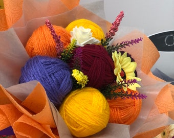 Sorry gift - bouquet ORANGE - ball of thread - unusual gift - extraordinary bouquet