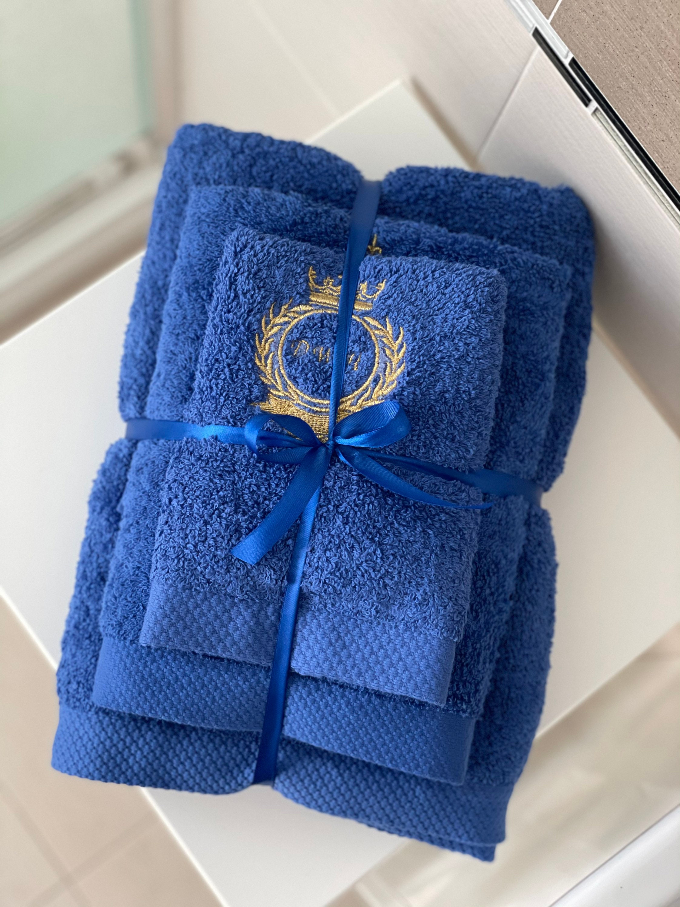 White Bath Towel Gift Set Gold Antique Crown Custom Etsy