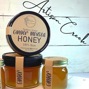 Ginger Infused Honey  - All Natural, Raw, Unfiltered, Small Batch Flavored Honey