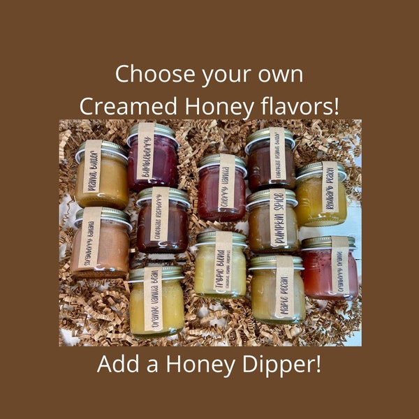 Creamed Honey Sampler Flight - Choose your own flavors, Honey Variety Pack, Holiday Gift,