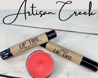 Flirty Pink LIP TINT, Natural Shea Butter and Beeswax - Lip Gloss, Lip  Balm Color, Mica Tinted