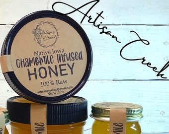 Chamomile Infused Honey  - All Natural, Raw, Unfiltered, Small Batch Flavored Honey