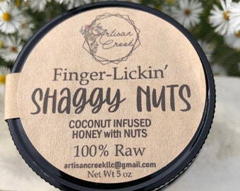 SHAGGY NUTS - Coconut Finger Lickin Nuts & Honey, Infused Honey and Nuts, Funny Gag Gift, Naughty Present