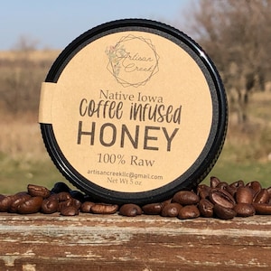 Coffee Infused Honey  - All-Natural Unfiltered Small Batch Flavored Honey, Raw Honey