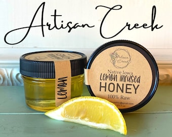 Lemon Infused Honey  - All Natural, Raw, Unfiltered, Small Batch Flavored Honey