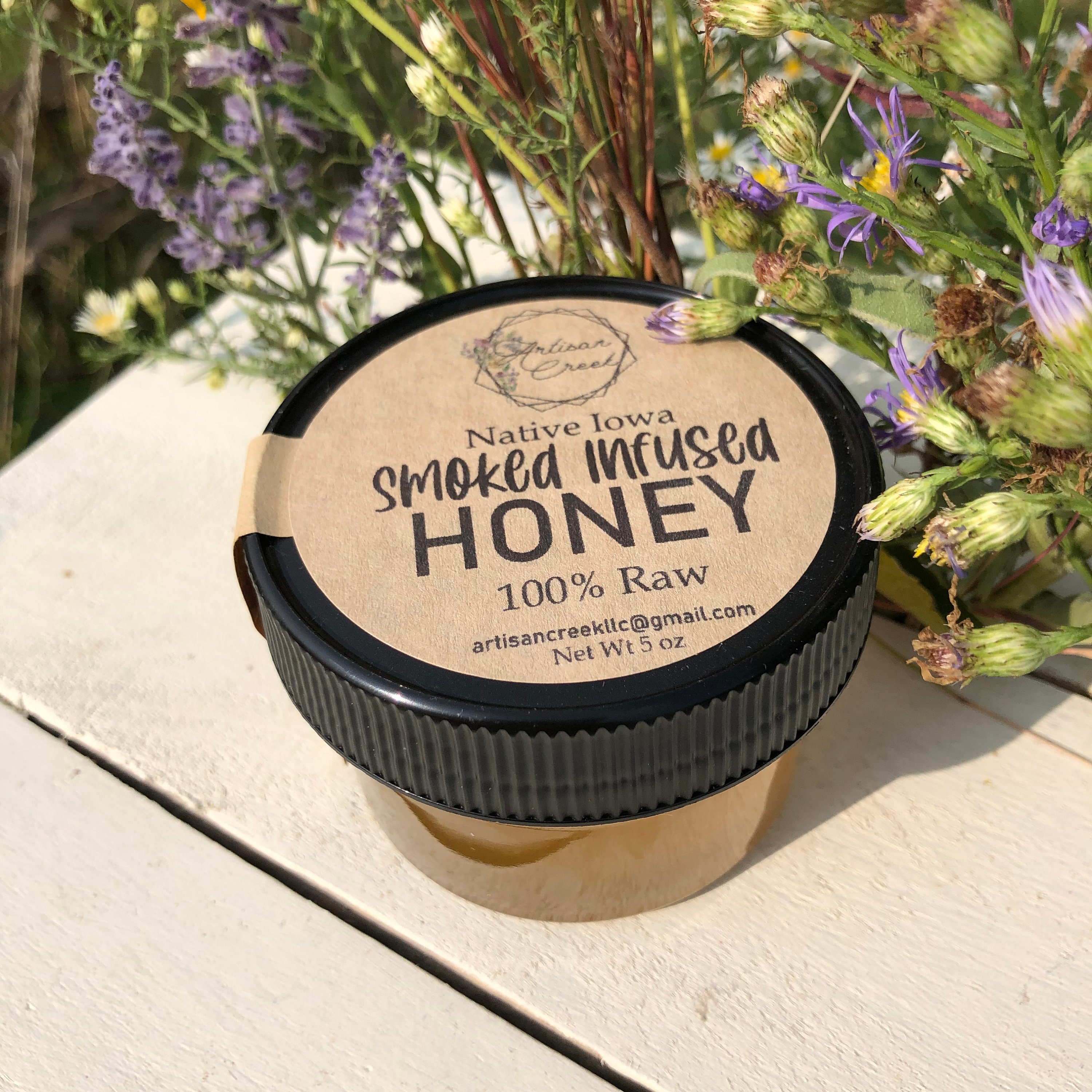 Smoked Infused Honey - All-Natural, Raw, Unfiltered, Small Batch Flavored Honey Jar by Artisan Creek Apiary