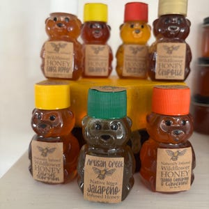Mini 2oz Honey Bear-22 Flavors to Choose From, Tiny Honey Bear Gift, Naturally Infused Honey, Party Favors, Wedding Favors, Stocking Stuffer image 17
