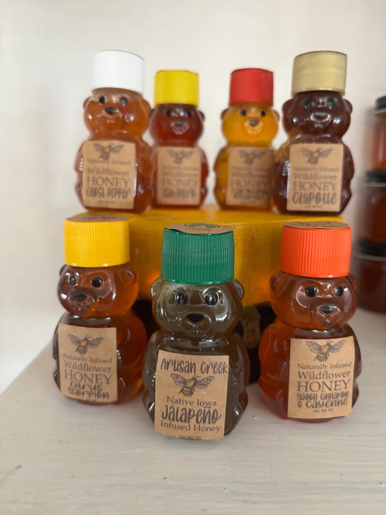 Mini 2oz Honey Bear-22 Flavors to Choose From, Tiny Honey Bear Gift, Naturally Infused Honey, Party Favors, Wedding Favors, Stocking Stuffer image 17