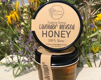 Lavender-Infused Honey  - All Natural, Raw, Unfiltered, Small Batch Flavored Honey