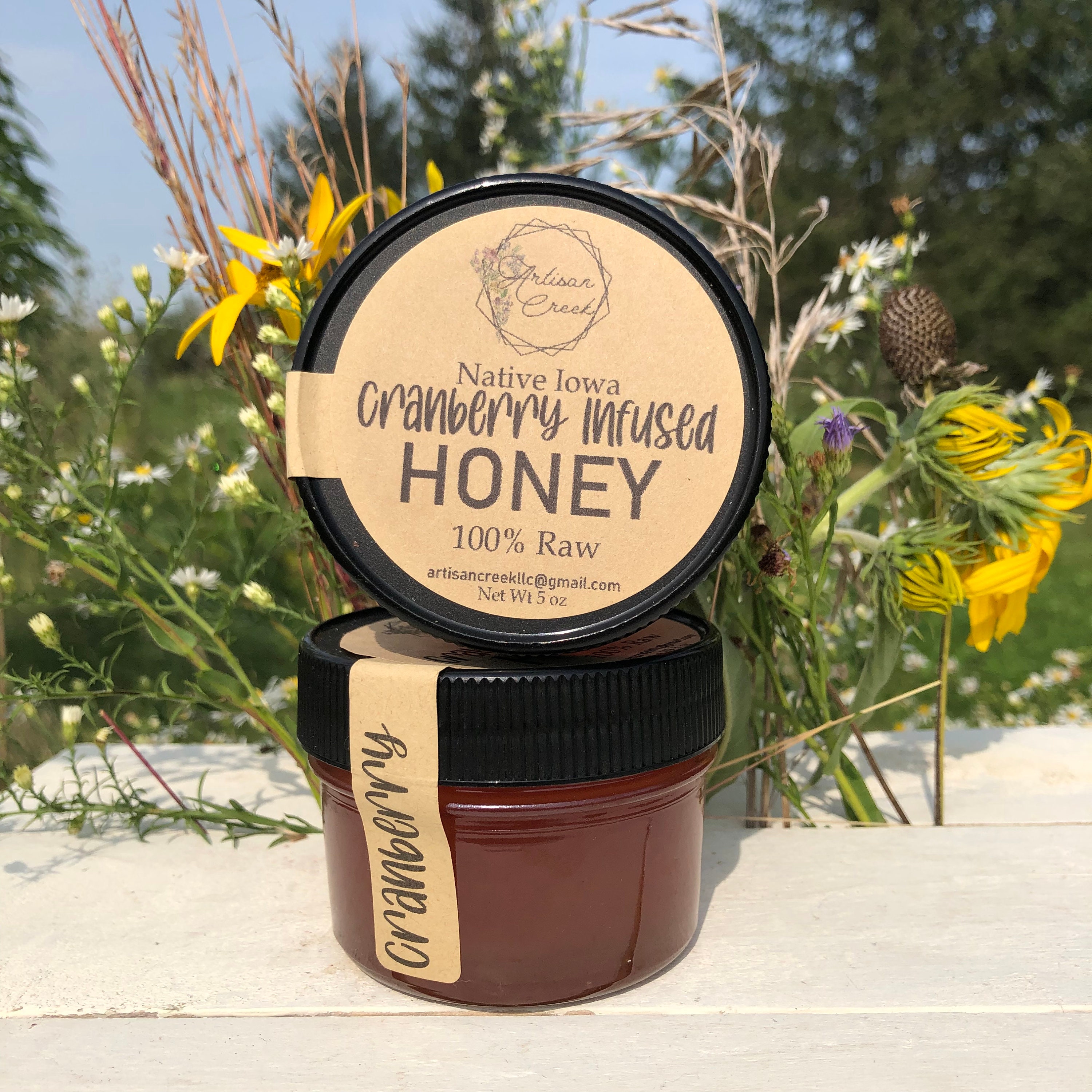 Cranberry Infused Honey - All Natural, Raw, Unfiltered, Small Batch Flavored Honey