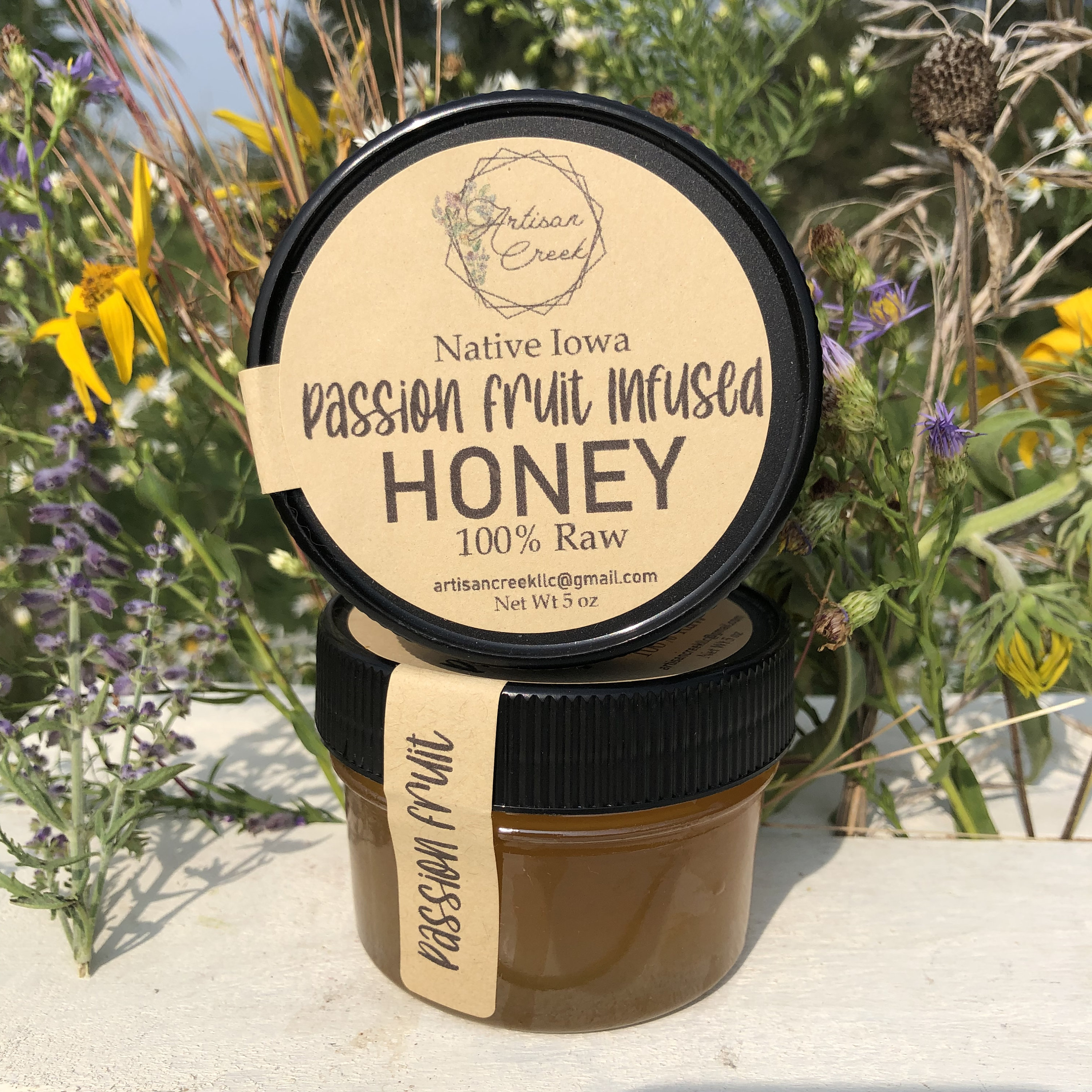 Passion Fruit Infused Honey - All-Natural, Raw, Unfiltered, Small Batch Flavored Honey Jar by Artisan Creek Apiary