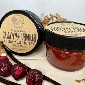 CHERRY VANILLA Creamed Honey - All Natural, Raw, Unfiltered, Small Batch Flavored Honey