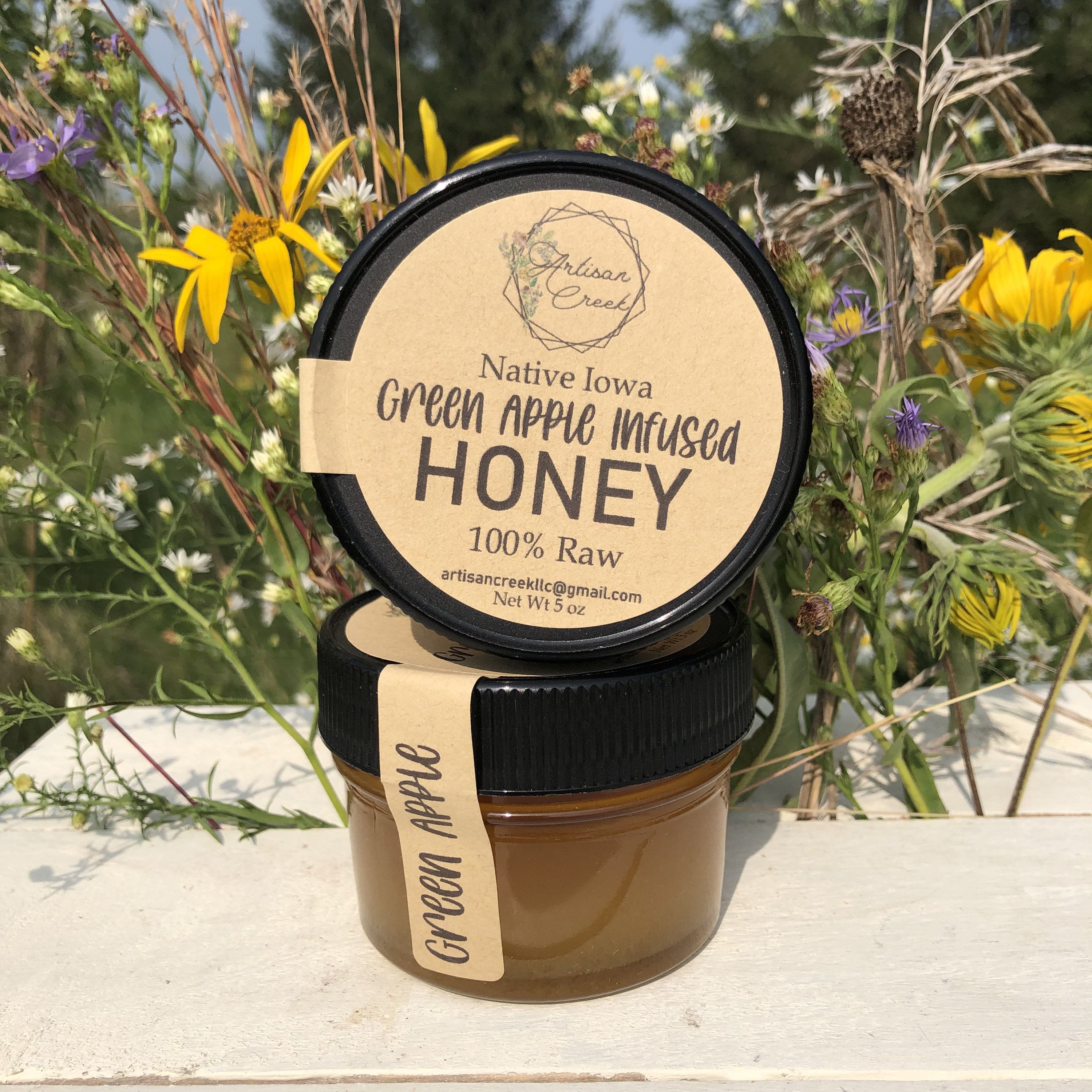 GREEN APPLE Infused Honey - All Natural, Raw, Unfiltered, Small Batch Flavored Honey