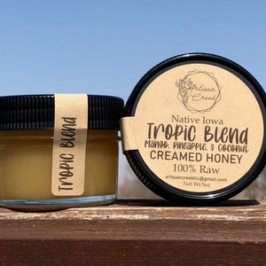 TROPIC BLEND Creamed Honey - All Natural, Raw, Unfiltered, Small Batch Flavored Honey -Mango Pineapple Coconut