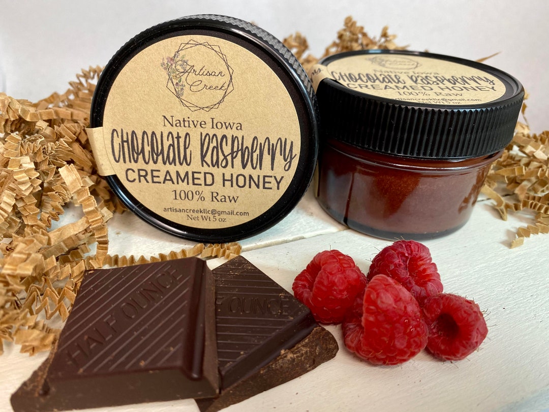 CHOCOLATE RASPBERRY Creamed Honey All Natural, Raw, Unfiltered, Small