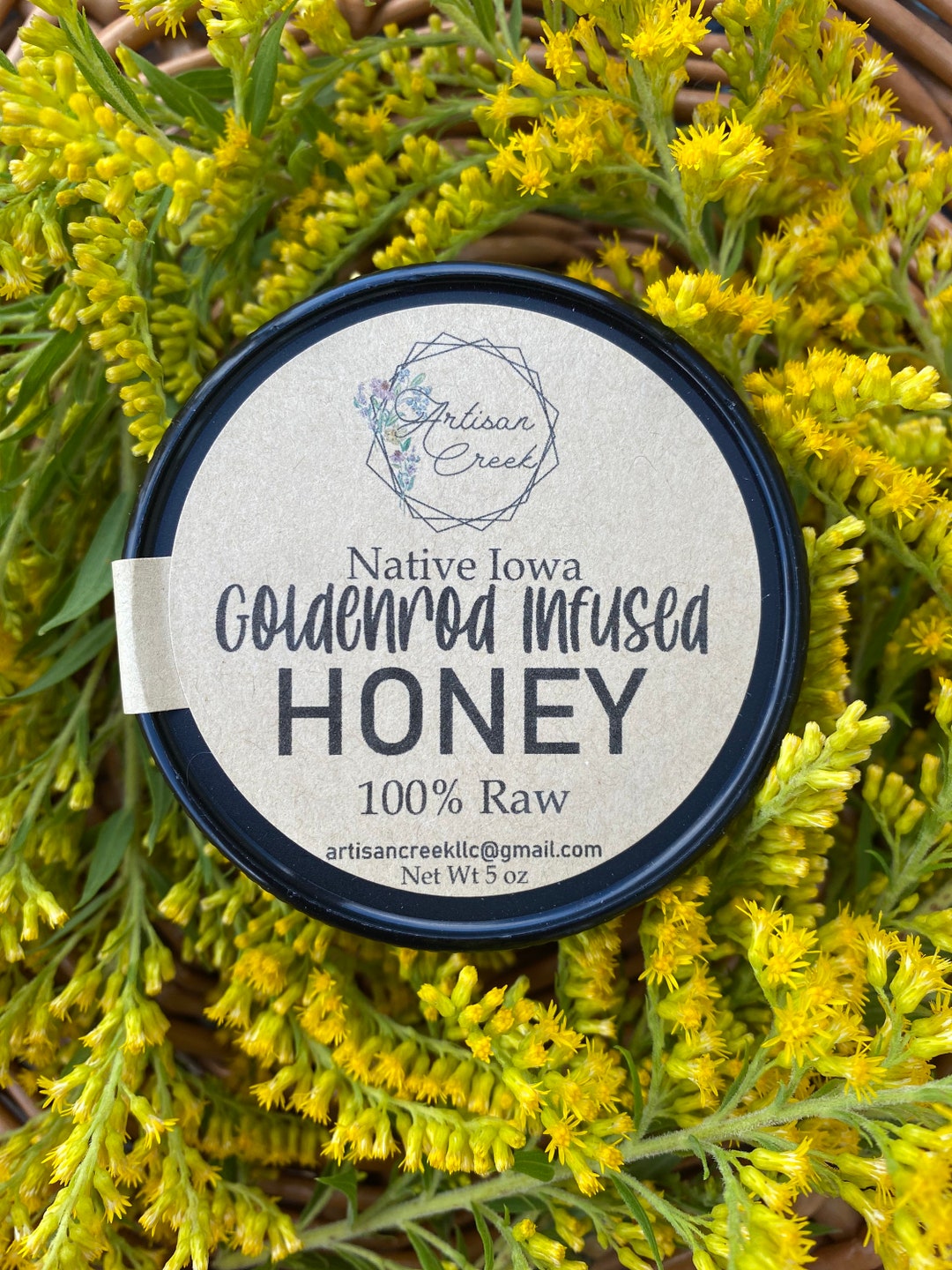 Goldenrod Infused Honey All Natural, Raw, Unfiltered, Small Batch