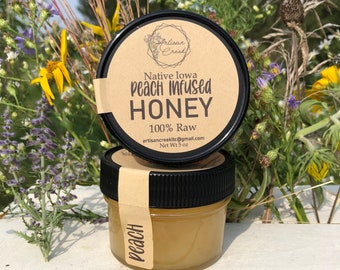 Peach Infused Honey  - All Natural, Raw, Unfiltered, Small Batch Flavored Honey