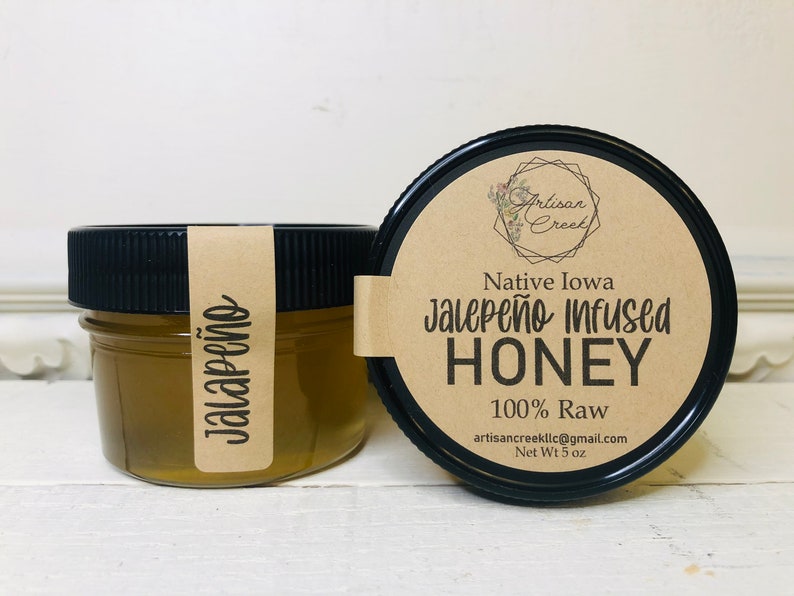 Jalapeño Infused Honey Jar All Natural, Raw, Unfiltered, Small Batch Flavored Honey from Artisan Creek Apiary image 5