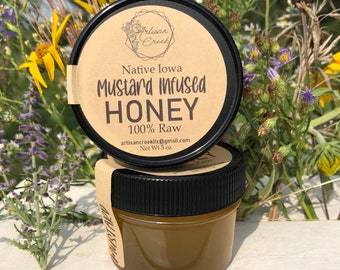 Mustard Infused Honey  - All Natural, Raw, Unfiltered, Small Batch Flavored Honey