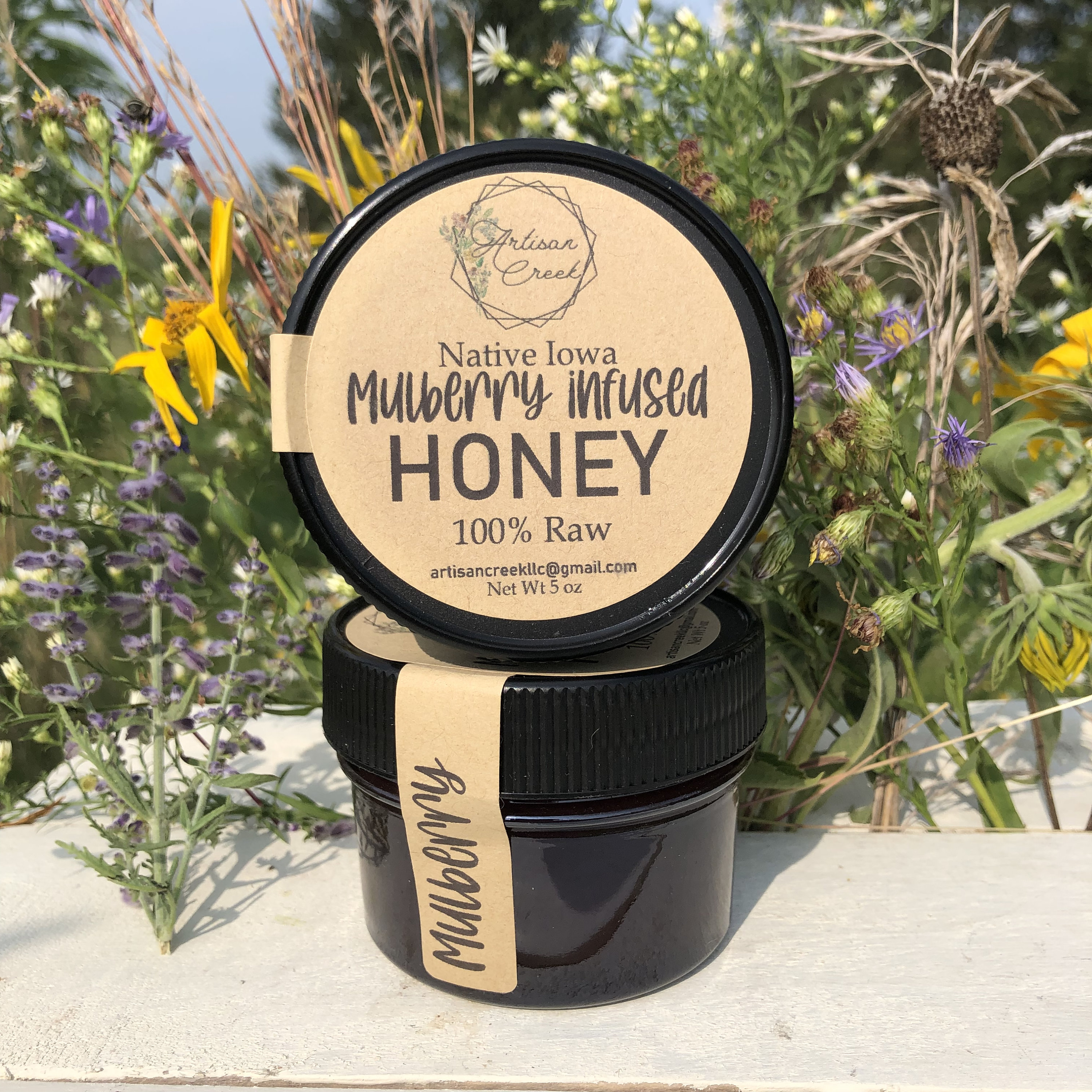 Mulberry Infused Honey - All-Natural, Raw, Unfiltered, Small Batch Flavored Honey by Artisan Creek Apiary