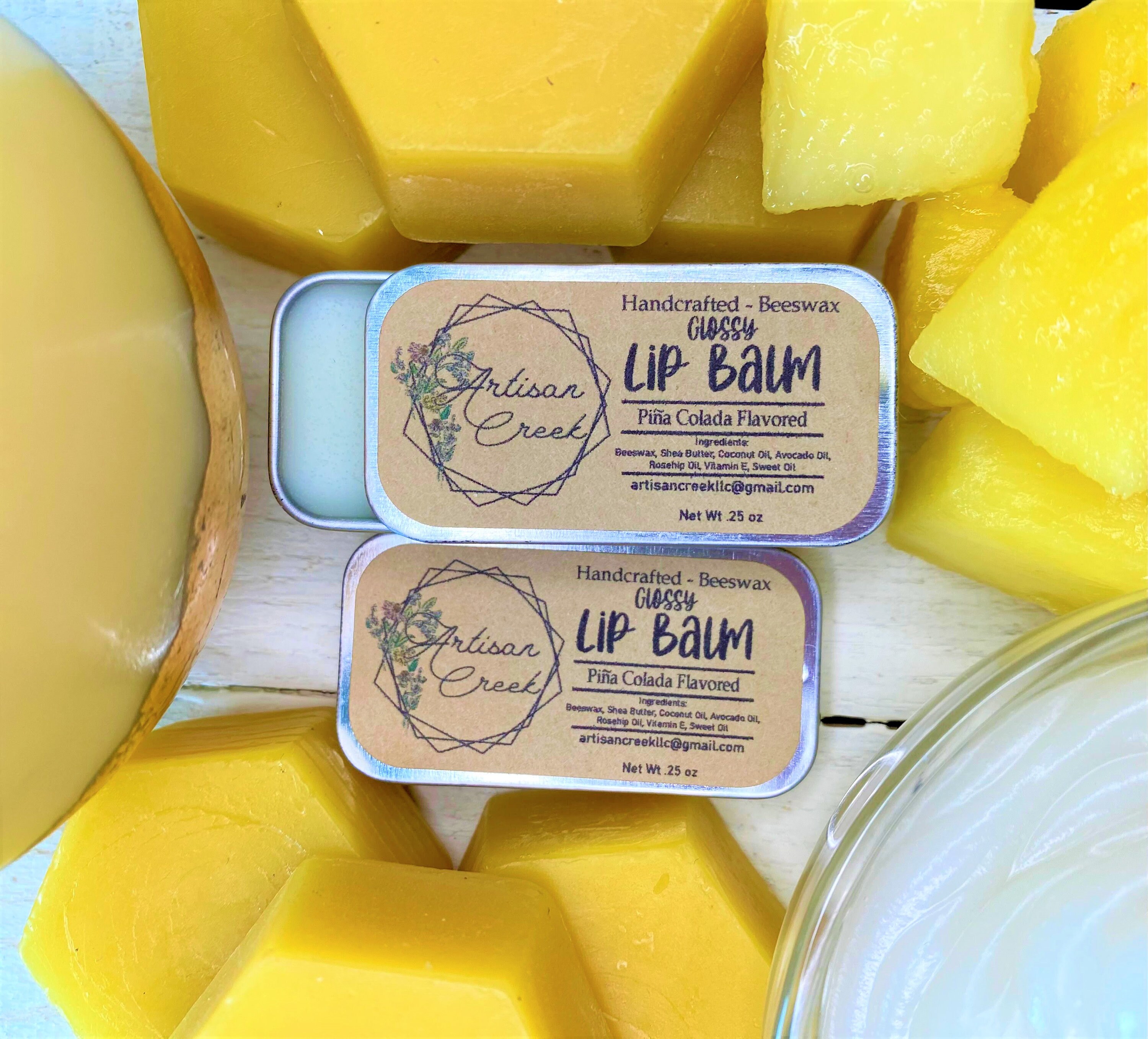 PINA COLADA Flavored Beeswax Lip Balm Slide Tin Natural Lip Etsy