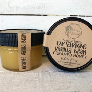 ORANGE VANILLA BEAN Creamed Honey - All Natural, Raw, Unfiltered, Small Batch Flavored Honey