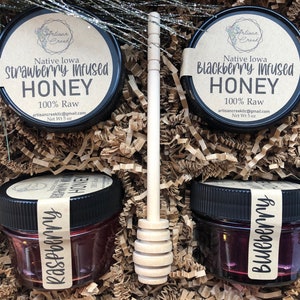 Berry Infused Honey Gift Box  - All Natural, Raw, Unfiltered, Small Batch Flavored Honey