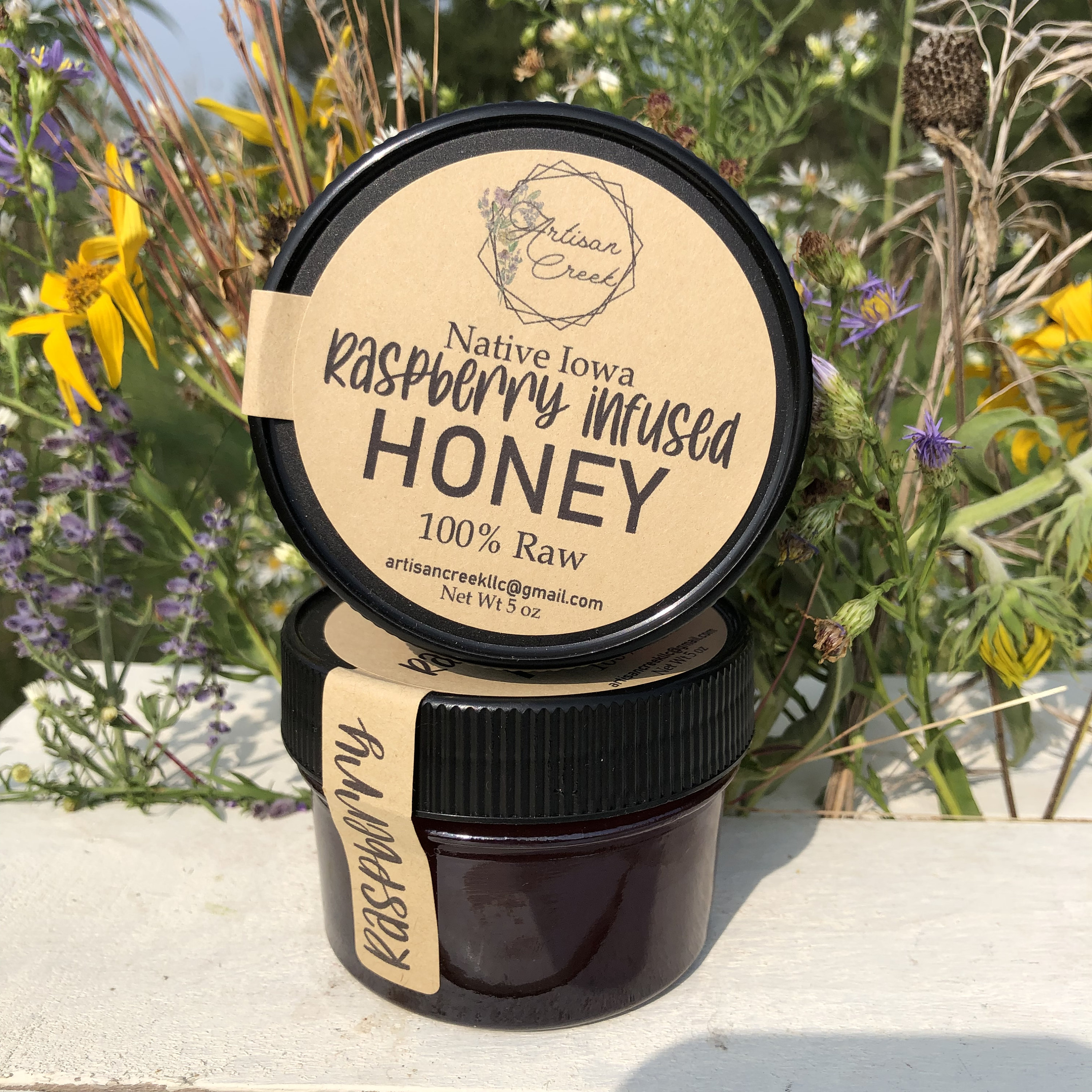 Raspberry Infused Honey - All Natural, Raw, Unfiltered, Small Batch ...