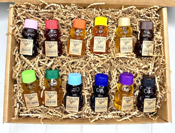 Mini 2oz Honey Bear-22 Flavors to Choose From, Tiny Honey Bear Gift, Naturally Infused Honey, Party Favors, Wedding Favors, Stocking Stuffer