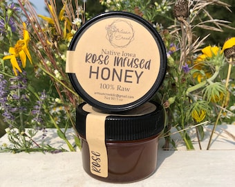 Rose Infused Honey  - All Natural, Raw, Unfiltered, Small Batch Flavored Honey