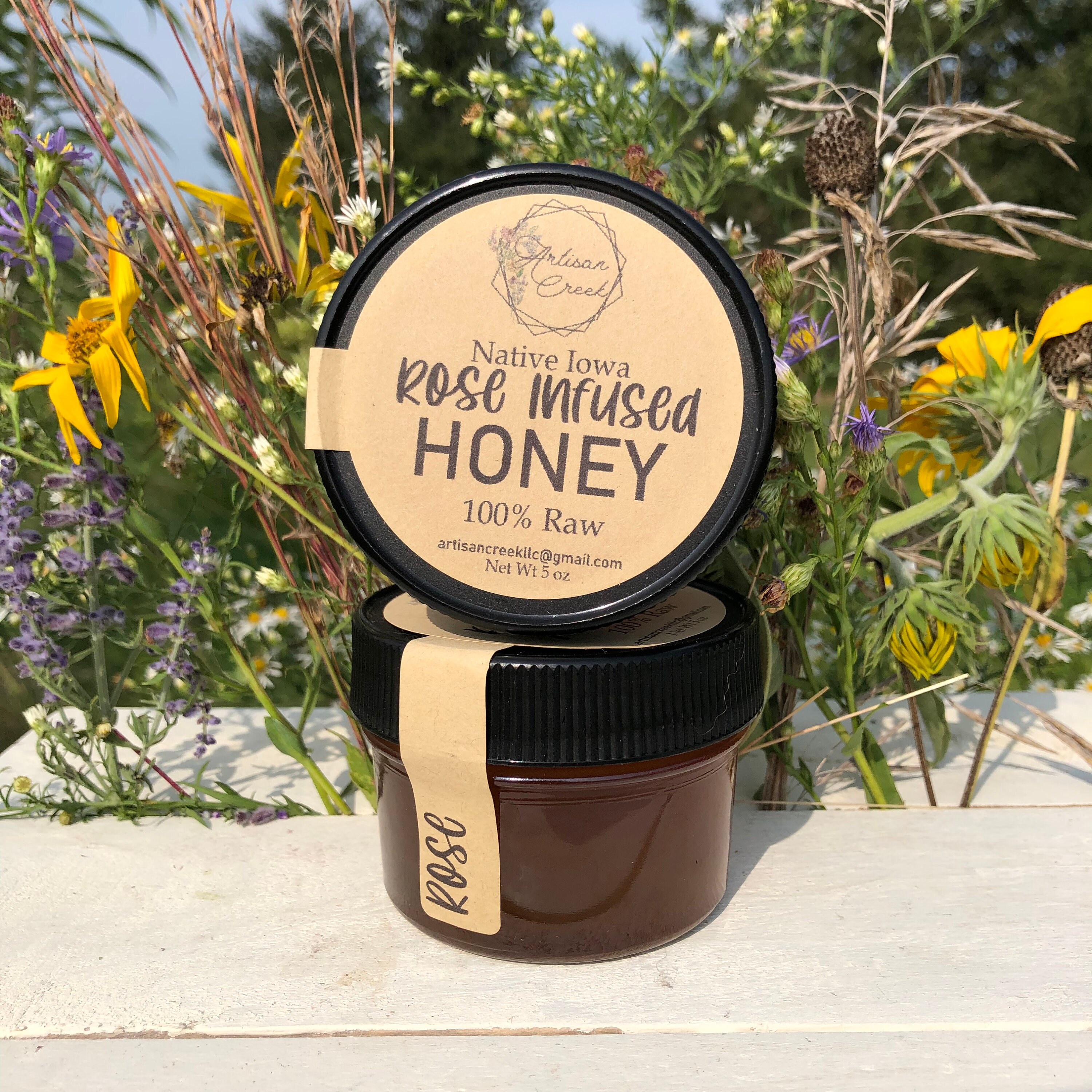 Rose Infused Honey - All Natural, Raw, Unfiltered, Small Batch Flavored Honey