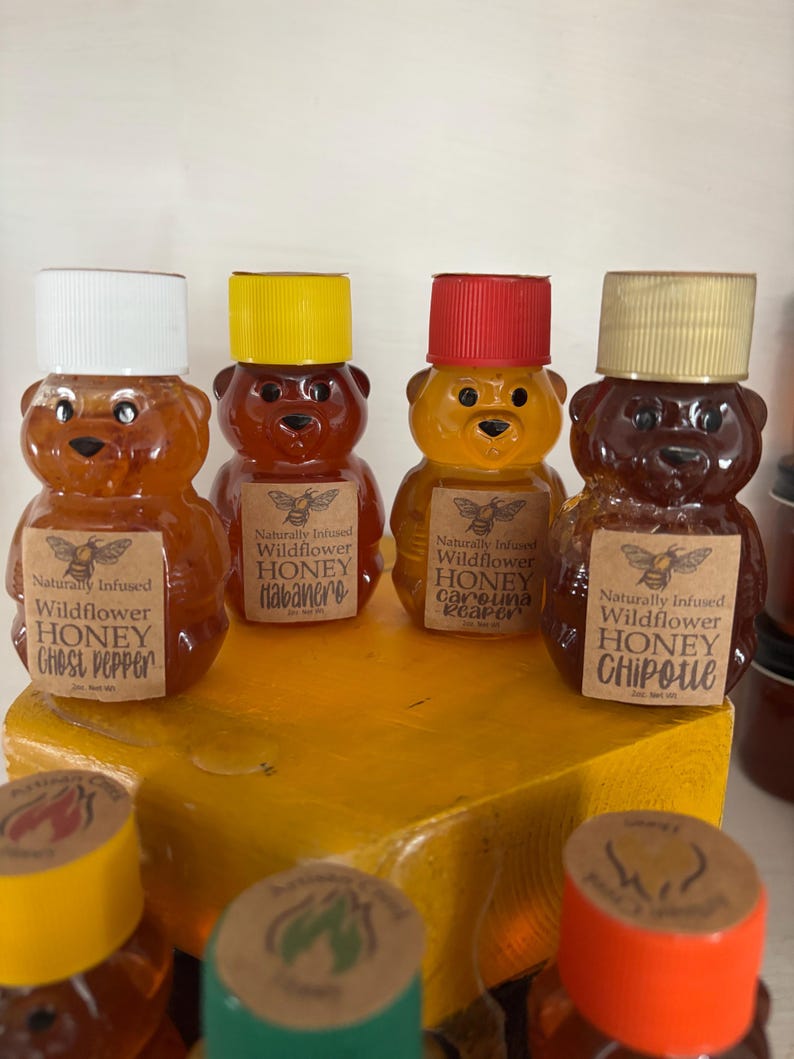 Mini 2oz Honey Bear-22 Flavors to Choose From, Tiny Honey Bear Gift, Naturally Infused Honey, Party Favors, Wedding Favors, Stocking Stuffer image 16