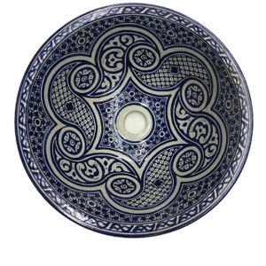 Moroccan Sink Washbasin Ceramic Handmade Hand Painted Moroccan Round Washbasin Sink Wash Basin Ceramic Handmade Hand Painted Pottery