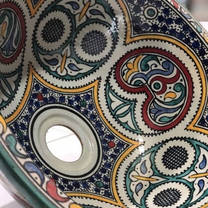 Moroccan Sink Washbasin Ceramic Handmade Hand Painted Moroccan Round Washbasin Sink Wash Basin Ceramic Handmade Hand Painted 40 cm Pottery
