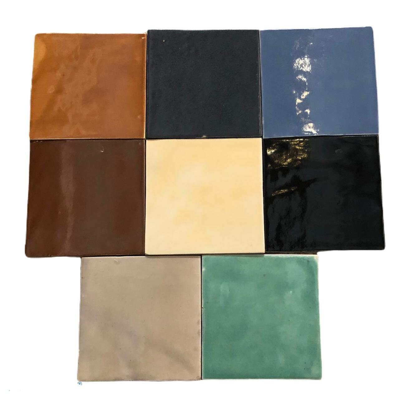 Set Of Tiles Different Handmade Tiles From Morocco , Lunarable Mosaic Fabric By Hand Maruecos Azulej