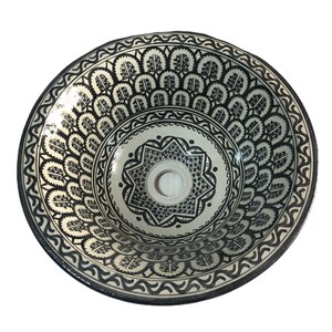 Moroccan Round Washbasin, Ceramic Handmad Paint Sink, Hand Painted Pottery Évier, Lavabo en Céramique Marocain, Marokkanische Waschbecken