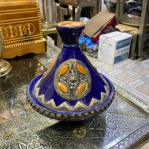 beautiful Moroccan ceramic tagine serving, art handmade and painted dish. Decorated tagine, handmade Moroccan tagine but nor for cooking