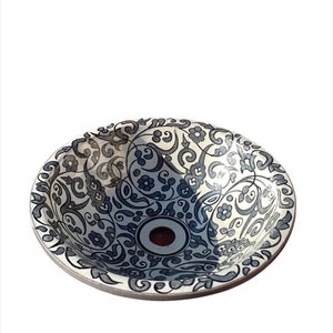 Moroccan Sink Washbasin Ceramic Handmade Hand Painted Moroccan Round Washbasin Sink Wash Basin Ceramic Handmade Hand Painted 35 cm Pottery