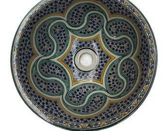 Lavabo multicolor, fregadero de sobremesa, fregadero orgánico, fregadero de cerámica hecho a mano, fregadero, cerámica hecha a mano, fregadero de cerámica. Cerámica marroquí