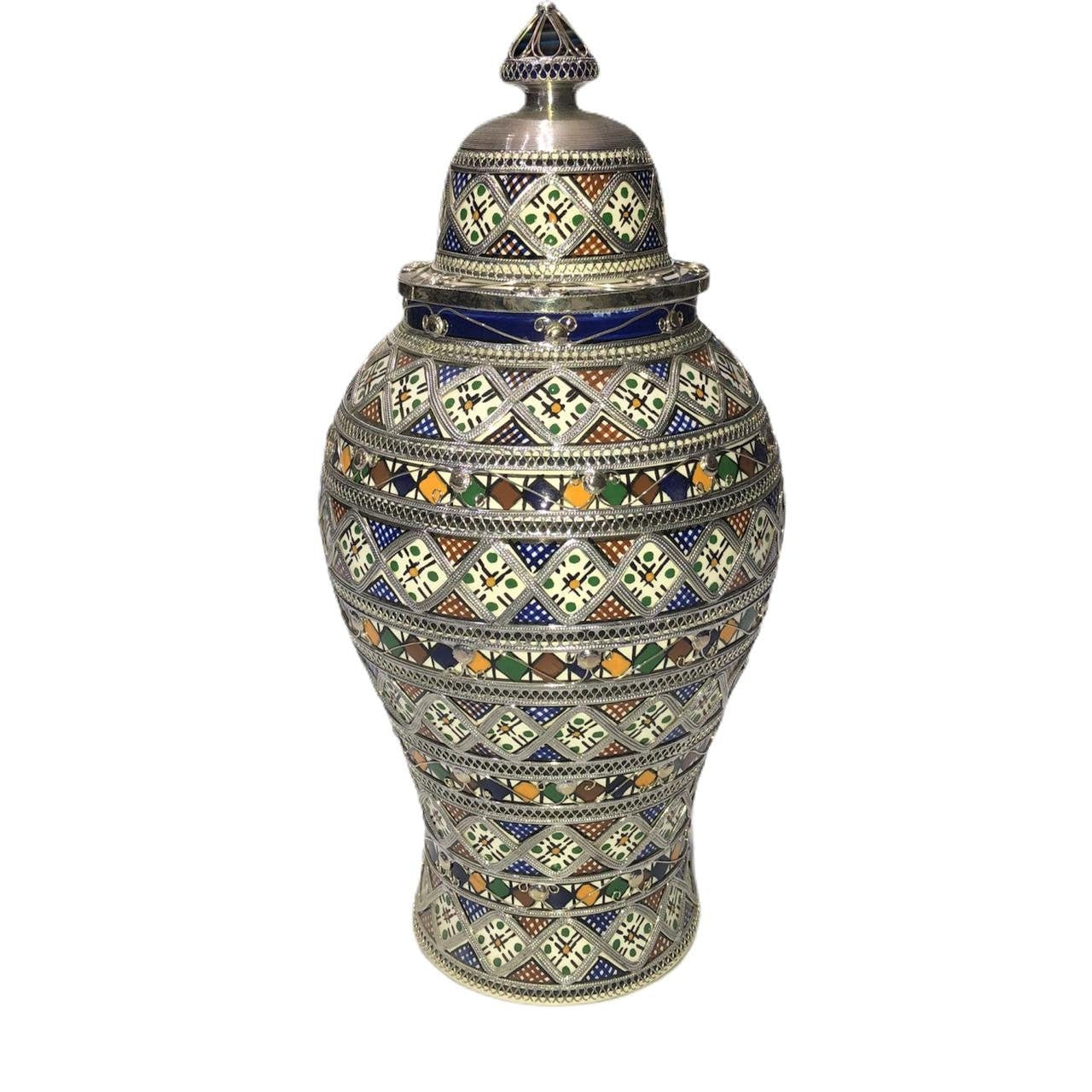 Antique Moroccan Ceramic Vase , Home Decoration , Vase For Home , Encrusted With The Ceramic Maillec