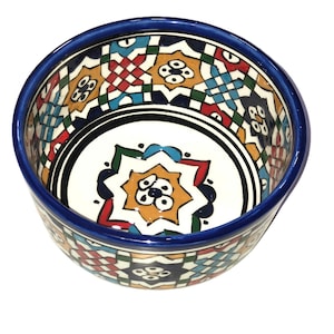 Bowl for table Large Colourful Hand Painted Moroccan/Bowl Food Safe Lead Free | Soup Salad Cereal Patterned Decorative Ceramic Boho Homeware