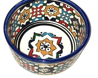 Bowl for table Large Colourful Hand Painted Moroccan/Bowl Food Safe Lead Free | Soup Salad Cereal Patterned Decorative Ceramic Boho Homeware